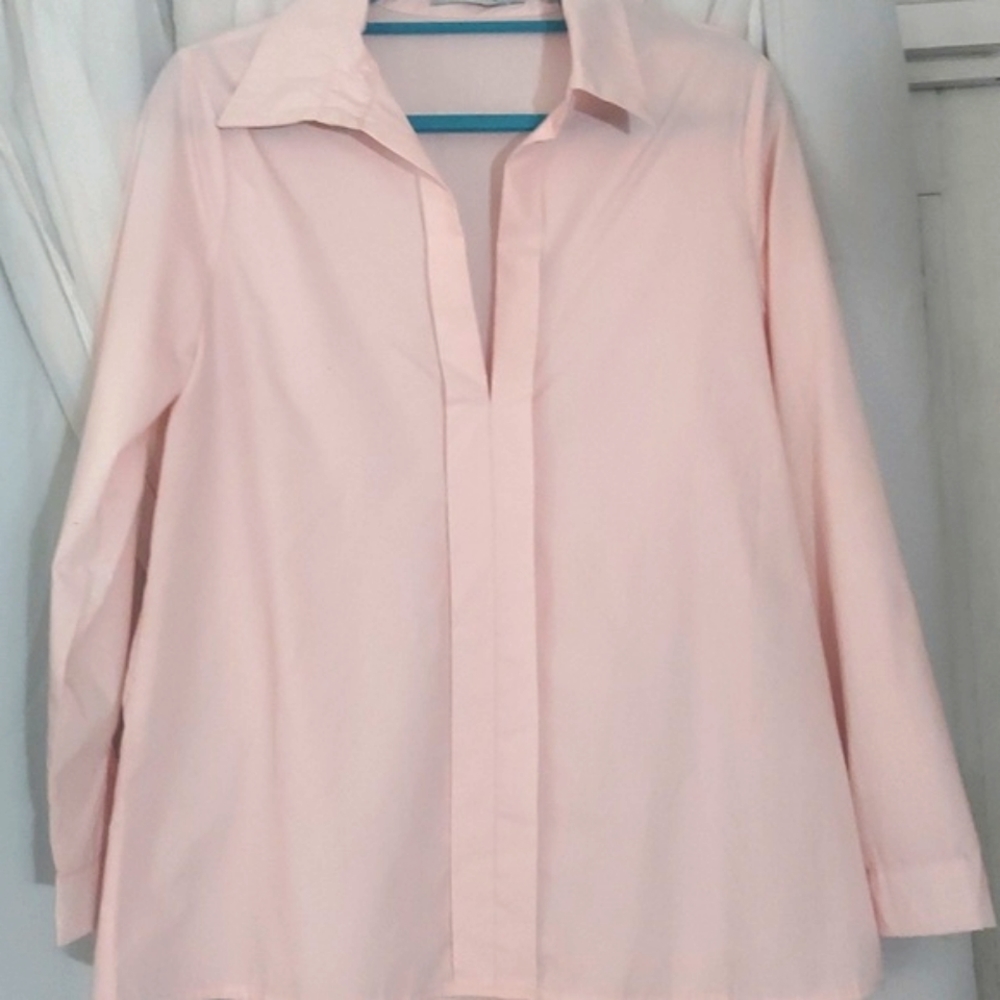 MISSLOOK  Women's V Cut Neckline Long Sleeve Blouse Top  Pink L